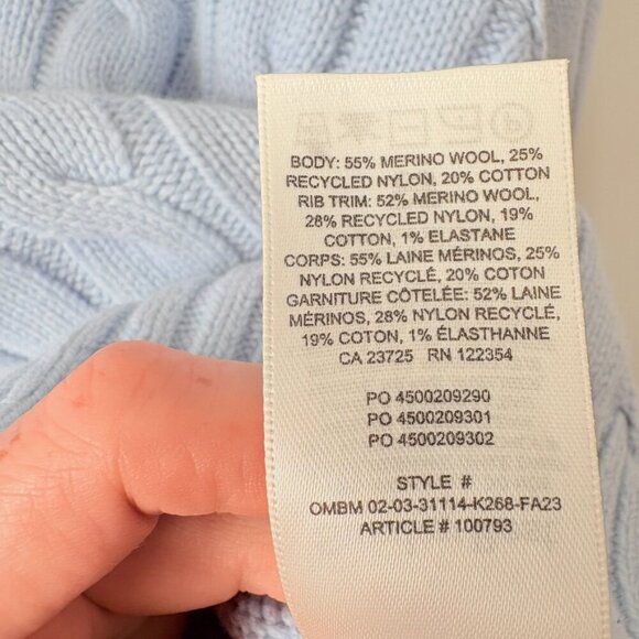 Aritzia Sunday Best Wool Lottie V-Neck Cable Knit Polo Sweater Light Blue XS - Picture 8 of 8